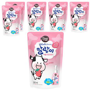 샤워메이트 말랑이 버블 핸드워시 리필 딸기우유향, 250ml, 6개