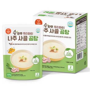 짱죽 유아용 순 한우 우리아기 나주 사골곰탕, 혼합맛, 200g, 4개