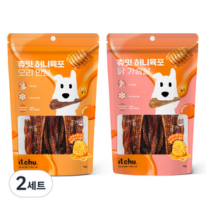 잇츄 핏펫 강아지 츄잇 허니육포 수제간식 오리 50g + 닭 50g 세트, 오리, 닭, 2세트