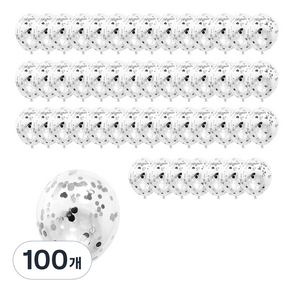 파티쇼 컨페티 풍선 메탈라운드, 실버, 100개