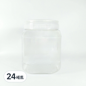 대광구 사각 용기 2.5L + 캡 투명 페트병 세트, 24세트, 단품