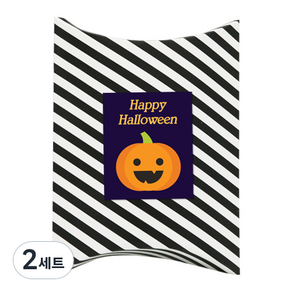 도나앤데코 스트라이프 반달상자M 블랙 10p + 러블리 할로윈 happy halloween 펌킨 사각5cm스티커 10p, 2세트