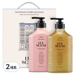 럽센트 바디워시 플라워마켓 화이트튤립향 500ml + 스크럽 워시 벌스데이케이크 라즈베리 바닐라향 500ml 세트