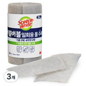 스카치브라이트 3M 버블버블 일회용 롤 수세미, 3개, 28개입