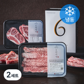 6다이닝 이베리코 생활속의 갈비살 200g + 목살 200g 선물세트 1호 (냉동), 2세트