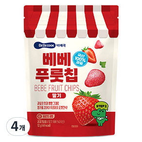 베베쿡 유아용 베베 푸룻칩 딸기, 12g, 4개