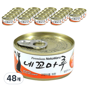 NekoMau 고양이 간식캔, 참치+연어혼합맛, 80g, 48개