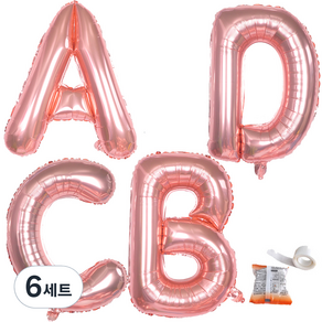 파티쇼 알파벳 은박 풍선 중형 A + B + C + D + 글루닷 100p 세트, 로즈골드, 6세트