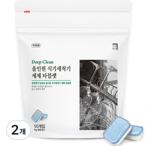 살림백서 딥클린 올인원 식기세척기 세제 타블렛, 2개, 500g