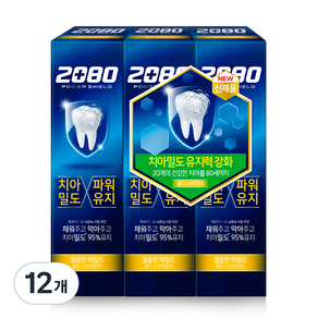 2080 파워쉴드 골드 스피아민트 치약, 120g, 12개