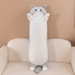 몬드스팟 모찌 고양이 일자 바디필로우 YY57526, 화이트