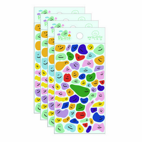 쁘띠팬시 뽀짝모양 씰 스티커 DA5572, 혼합색상, 4개