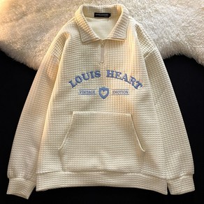 엘쏘 여성용 LOUIS HEART 와플 폴로 긴팔 티셔츠