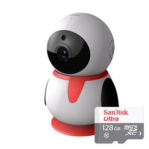 펭카 FULL HD 200만화소 홈CCTV IP네트워크 회전형 + SD 메모리 카드 128GB, PE204, 1개