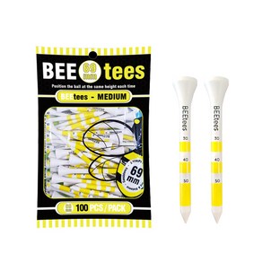 BEEtees 대용량 우드 골프티 100p, 옐로우, 1개