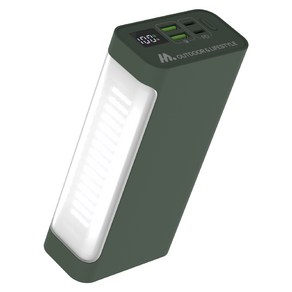 밸류엠 LED 랜턴겸용 PD 65W 초고속충전 보조배터리 30000mAh + CtoC 60W, 카키, VM-PA30BLT