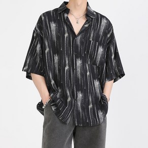 남성용 DM 페인팅 패턴 반팔셔츠