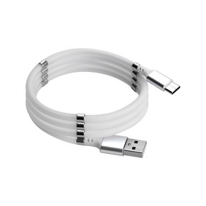 코시 USB C타입 자석형 꼬임방지 휴대폰 고속충전 케이블 UC4015C, 화이트, 1개, 0.9m