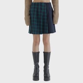 큐리티 C MIXED CHECK PLEATS SKIRT