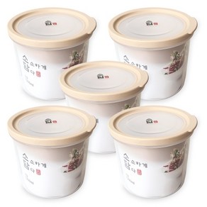 소담 원형 밀폐용기 4호 베이지 1200ml, 5개, 단품