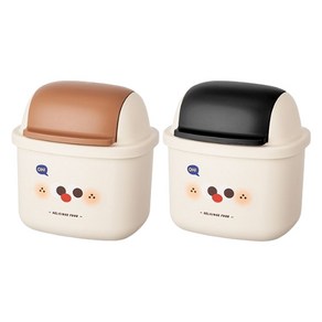 ABM 크림스타일 미니 탁상 휴지통 2p, 뚜껑(혼합색상)