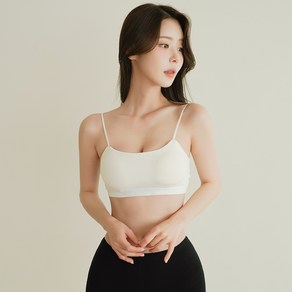 파란 노와이어 캡내장 슬림 스트링 브라탑