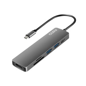 코시 타입C 멀티 HDMI USB3.0 PD충전 USB허브 DS4012UHC, 그레이, 1개