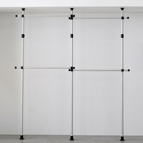 업그레이드 실속이 고정식 4단 행거 32mm, 아이보리, 2000 x 2050~2600 mm