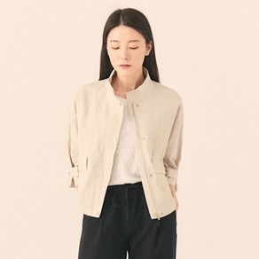 W9 여성용 Linen Blended 밴드넥 집업 점퍼 TMJPC24W01