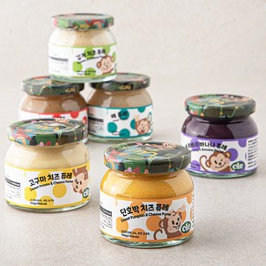 cle 7개월이후 퓨레 과일 치즈 이유식 150g x 6종 세트, 혼합맛(사과/배/블루베리/바나나/고구마/치즈/감자/단호박), 1세트