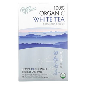 Pince of Peace 100％ 유기농 백차 티백 100개 180g(6.35oz), 1개