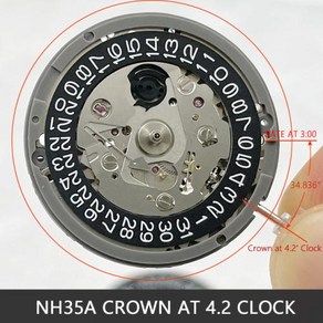 일본 NH35A 기계식 시계 무브먼트 크라운 42 시 시계 300 날짜 블랙 날짜 휠 24 보석 오리지널 세이코 메커니즘