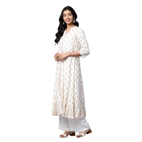 인도 Yash Gallery 여성용 레이온 Ikat 프린트 Anarkali 롱블라우스 원피스