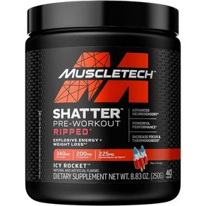 MuscleTech 운동 전 파우더 근육테크셰터 프리워크아웃 남녀공용 프리워크아웃 에너지 파우더 드링크 믹스 스포츠영양 제품 레인보우 프루트 캔디 (20인분), 1개, 250g