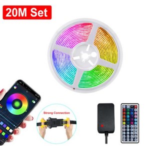 스트립조명 방 전용 블루투스 5050 RGB LED 앱 제어 테이프 EU 전원 어댑터 리모컨 24V 10m 15m 20m 25m 30m 35m 40m 45m 50m, 4) 20m EU Set, 1개