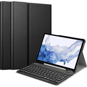 삼성 갤럭시용 핀티 키보드 케이스 S8/탭 S7 11인치(모델 SM-X700/X706/T870/T875/T878) S펜 거치대 슬림 경량 스탠드 커버 분리형 무선 블루투스 키보, Black, Black