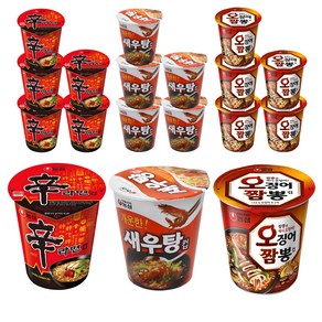 농심 신라면 컵 65g 6p + 오징어짬뽕 컵 67g 6p +새우탕 컵 67g 6p, 1세트