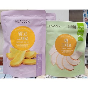 PEACOCK 피코크 동결건조 과일칩 (1.망고 그대로 2.배 그대로 / 2종 택1), 1개