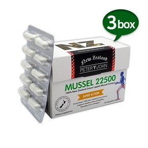 피터앤존 초록홍합 mussel22500 60캡슐 뉴질랜드 초록입홍합, 3개, 60정