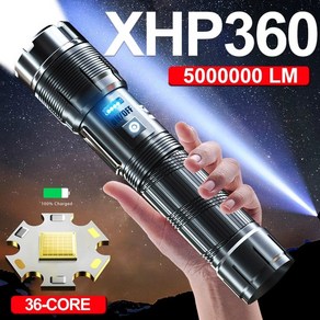 손전등 랜턴 후레쉬 xhp360 줌 기능 고출력 led 5000000lm 야외 장거리 비상 전원 은행, xhp50d 2800mah 상자, 1개