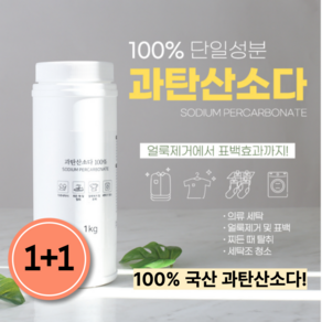 1+1 과탄산소다 세제 빨래용 산소계 표백제, 2개, 1kg