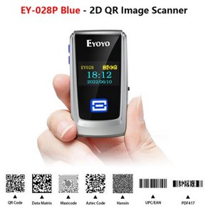 모모스토리 Eyoyo 미니 1D 레이저 블루투스 바코드 스캐너 LCD 디스플레이 포켓 휴대용 2.4G 무선 리더 매장, 4) EY028P Blue 2D