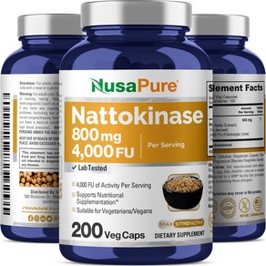 누사퓨어 NusaPue 나토키나제 800mg 4000FU 베지캡슐 200정, 1개