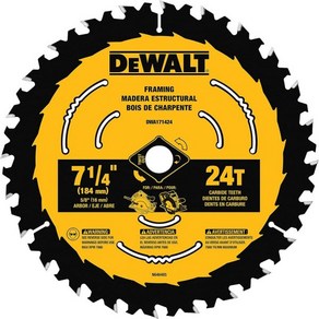 디월트 원형톱날 7 1/4인치 24치 목재절단DWA171424B10 1팩, 디월트 원형톱날 7 1/4인치 24치 목재절단DWA17, 1개