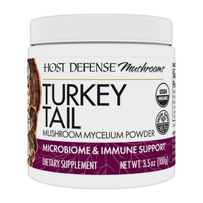 Host Defense Tukey Tail Mushoom Powde - Digesti 호스트 디펜스 터키 테일 버섯 파우더 - 소화 건강 및 면역 반응 지원 보충제 - 위장, Plain, 140.61g, 1개