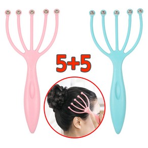 [10개묶음] (구슬 두피마사지기 A타입 5P+5P=총10P) 롤 지압 마사지 볼 헤어 두피 마사지 롤러 손 핸디 안마기 지압기, 혼합, 10개
