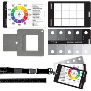 랜야드가 있는 아티스트 뷰파인더 및 컬러 체커 여권최대 31인치 포켓 휠 그레이 스케일 값 파인더 사진 촬영용 카메라 액세서리용 화이트 밸런스 카드