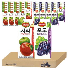 [블루존] 델몬트 사과 드링크 190ml 24팩 + 델몬트 포도 드링크 190ml 24팩 세트, 0.19l