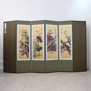 향림공예 6폭 고화화조 추사 양면 병풍, 1개, 가로 43cm x 높이 153cm x 폭 10cm