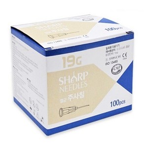 용창 일회용 멸균 주사침 19g x 38mm 100개입 주사바늘 침 니들 SHARP NEEDLES, 1개